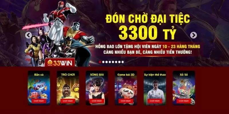 Giao diện 33win cực thời thượng tr&ecirc;n m&aacute;y t&iacute;nh&nbsp;